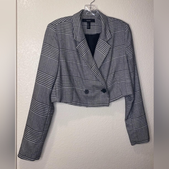 Forever 21 Plaid Houndstooth Print Cropped Blazer - Picture 9 of 9